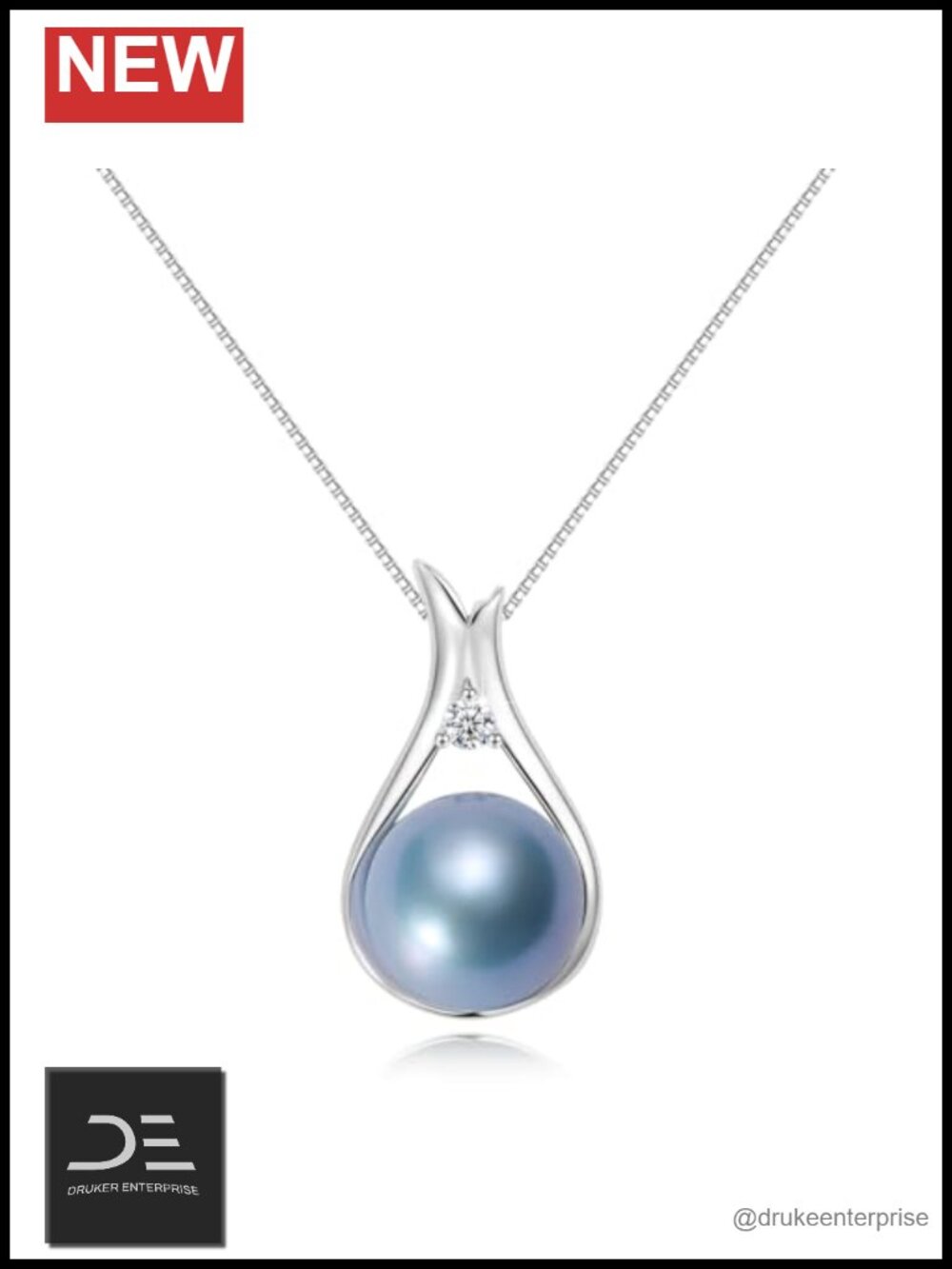 Akoya Pearl Necklace 925 Sterling Silver Chain 10-11mm Pendant